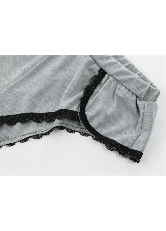 Серебристая пижама из хлопкового стрейча с кружевом с топом и шортами. женская пижама-двойка летняя на бретелях China