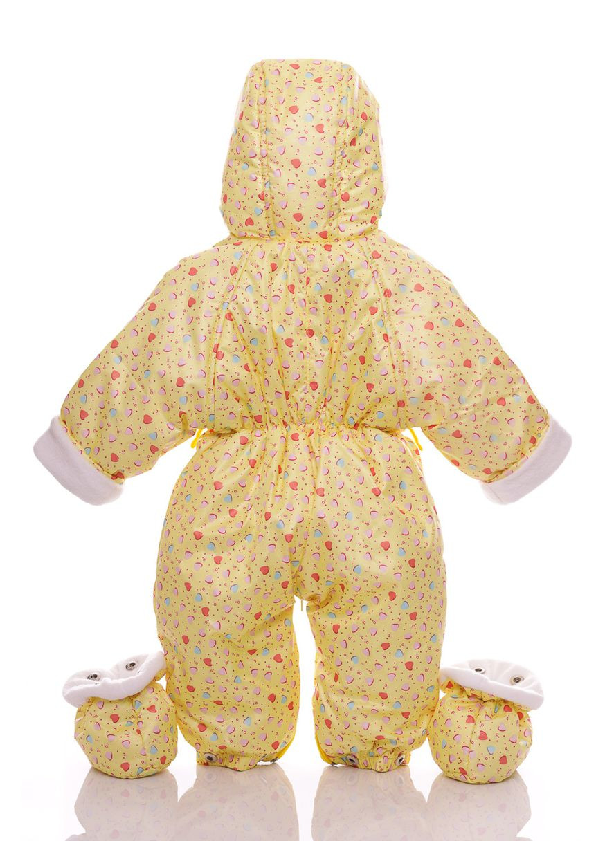 Комбинезон Трансформер для девочки на флисе в сердечко желтый 86 см (40757) BABYKROHA (297197819)