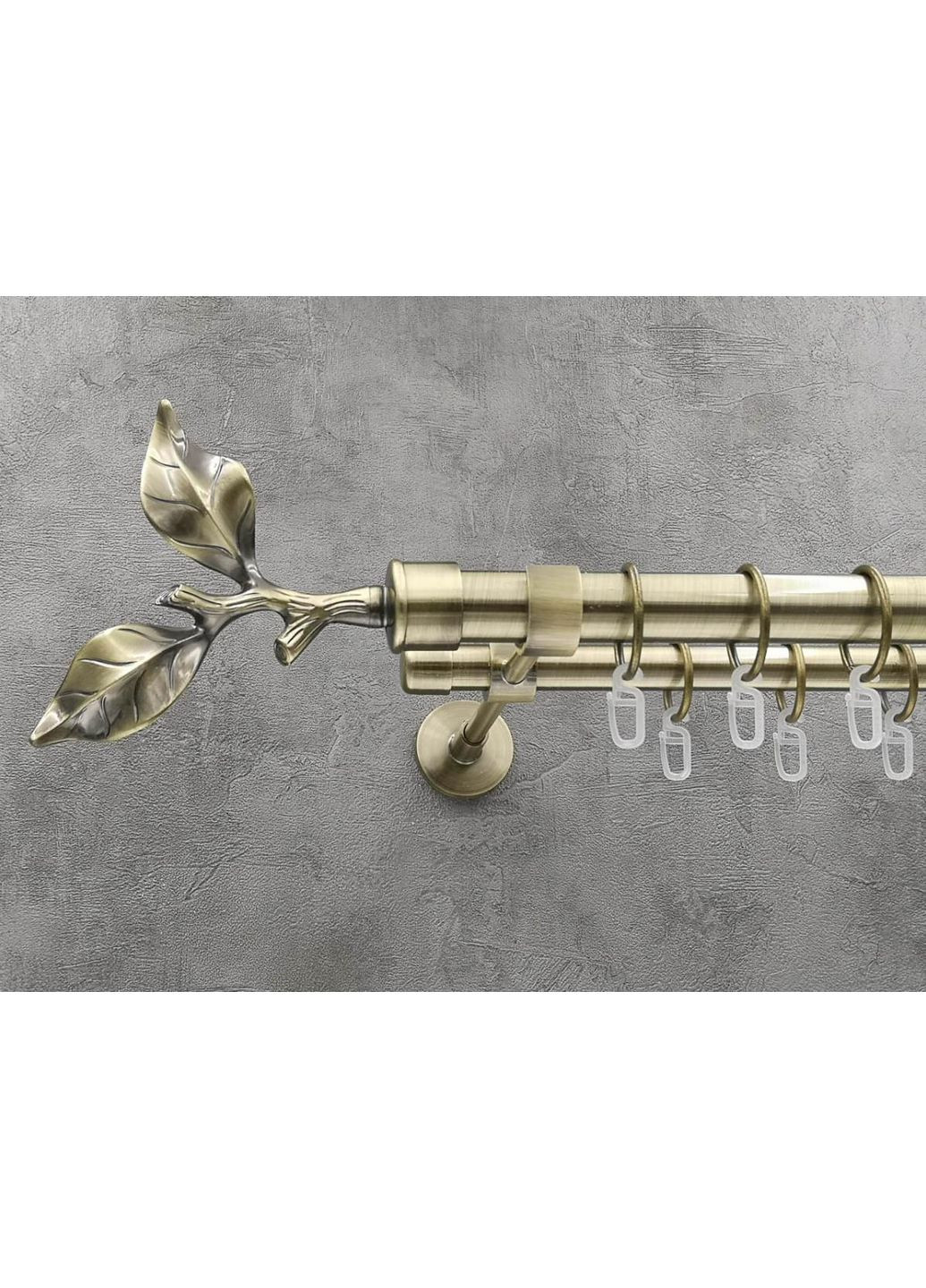 Карниз Лист рози гладка штанга подвійний модерн 25/19 мм 200 см Антик Quadrum (352782282)