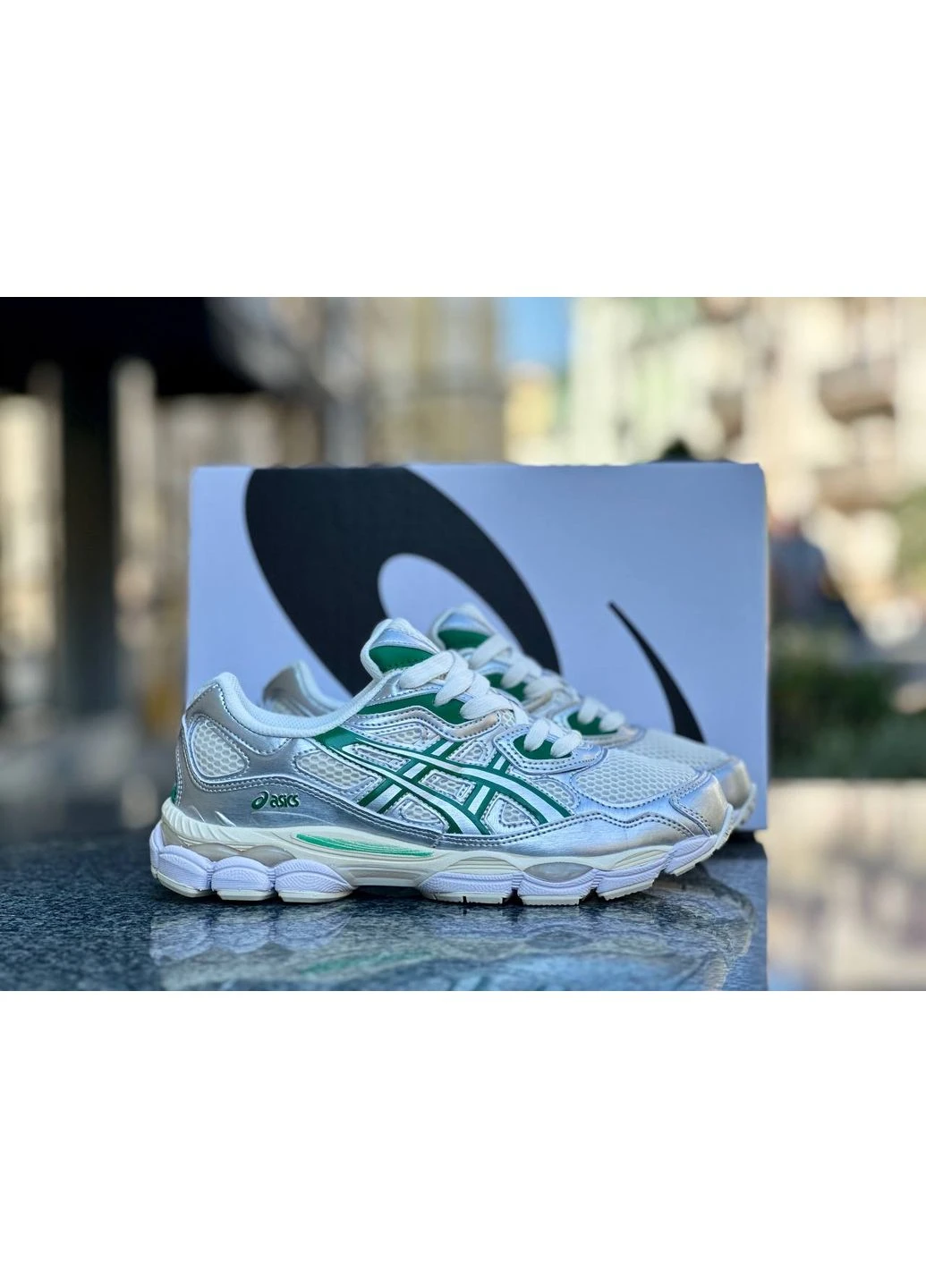 Зелені кросівки чоловічі asics gel nyc kale cream green асікс гель нюк зелені демісезон No Brand