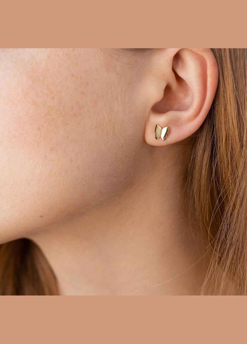 Золотые серьги-пусеты с бабочками с06226 Oniks (264024564)