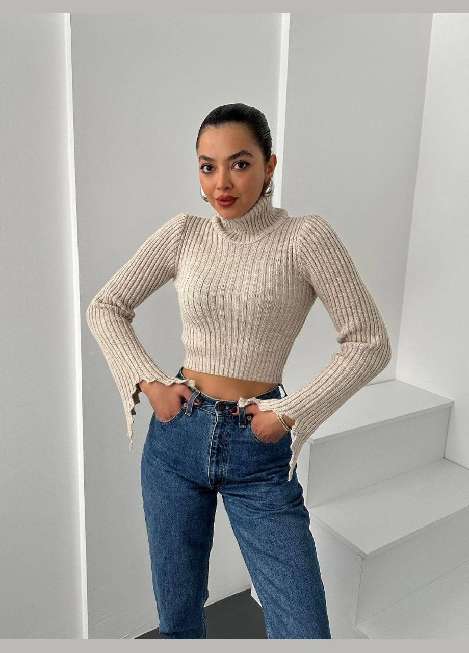 Бежевый демисезонный свитер женский No Brand