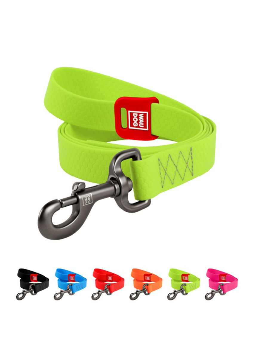 Повідець для собак водостійкий Waterproof, M, Ш 20 мм, Д 305 см салатовий WAUDOG (322642564)