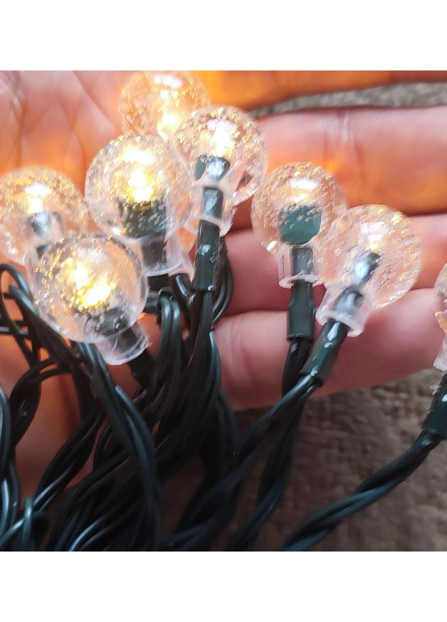Вулична гірлянда Кульки Зірки на сонячній батареї 12 м 100 LED теплий білий No Brand (367582814)