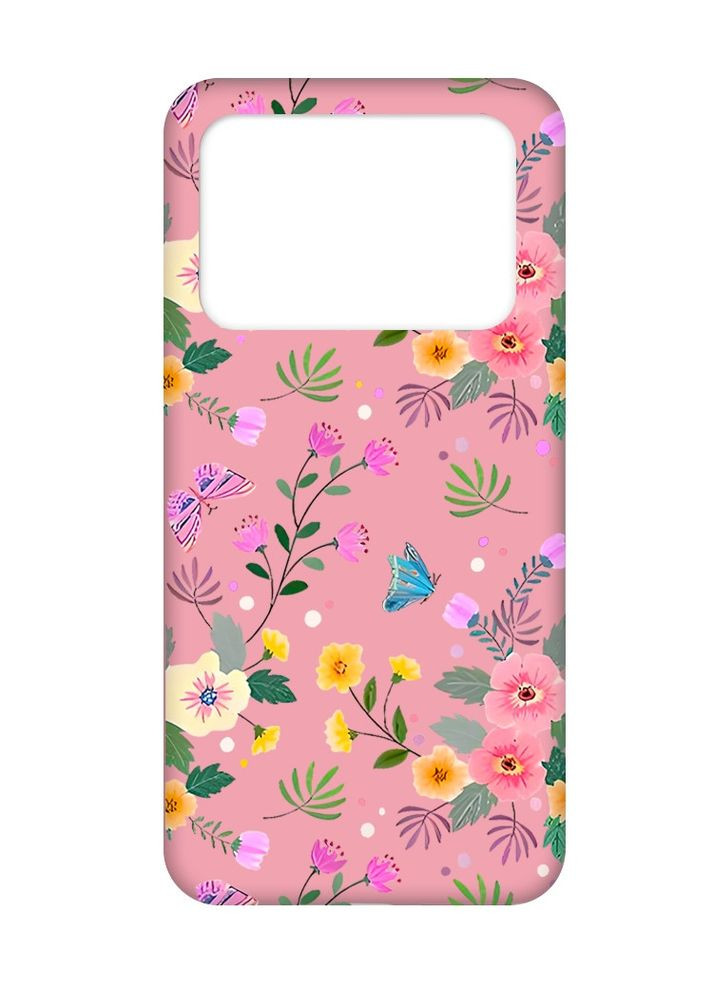 Матовий рожевий чохол на Xiaomi Poco X4 Pro 5G:: Квітковий фон (принт 369) Creative (360669990)