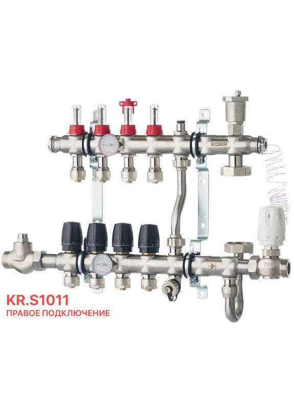 Колектор з вбудованим зміш. вузлом KR.S1011-4 1 "х4 SUS304 і євроконус 3/4-16 (KR2927) KOER (321184836)