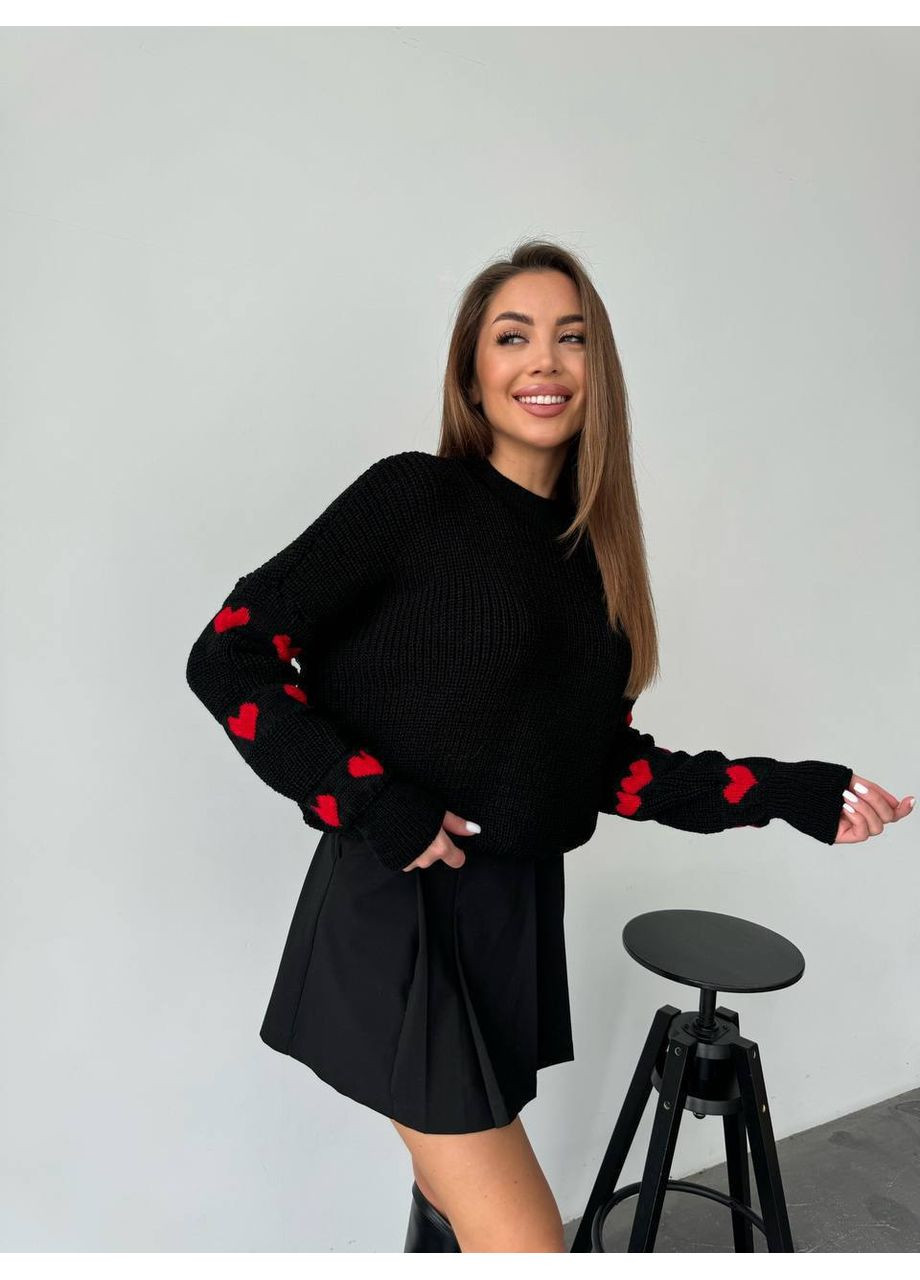 Чорний демісезонний жіночий светр оверсайз з акрилу та вовни — стильний фасон 42/46 (заміри в описі) Vione