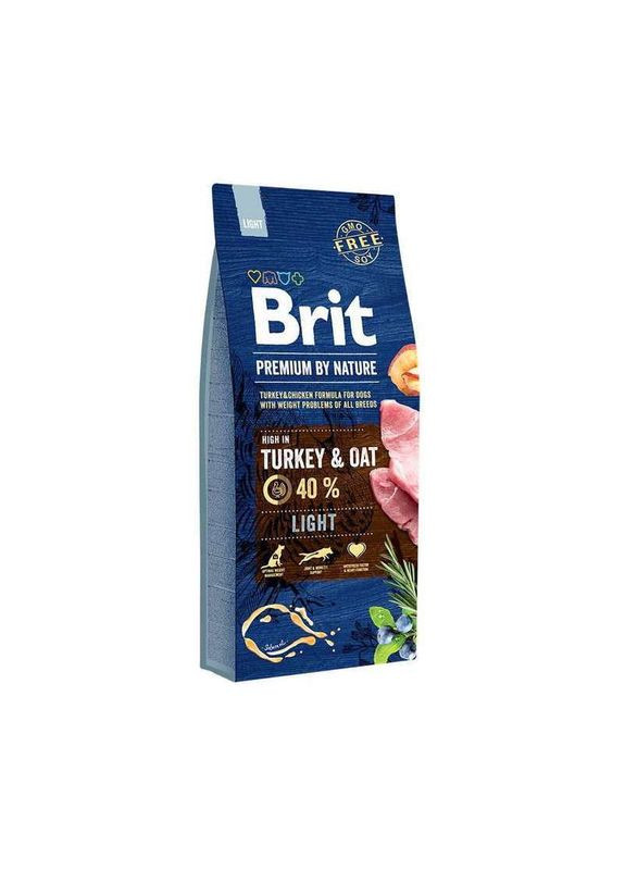 By Nature Light Turkey & Oats - Сухий корм з індичкою для собак з надмірною вагою - 15 кг Brit Premium (327062891)