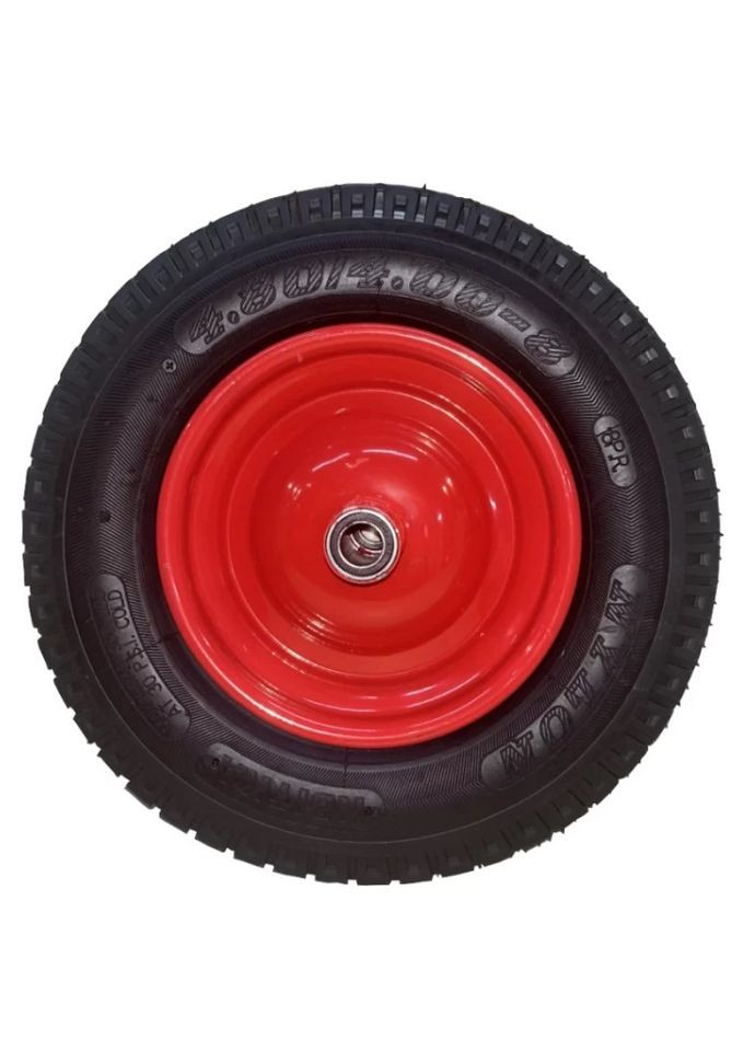 Колесо пневматическое ЦВЕТОК PRO 1106040 (4х8, без оси, 20 мм) черное с красным диском (24370) КВІТКА (305826631)