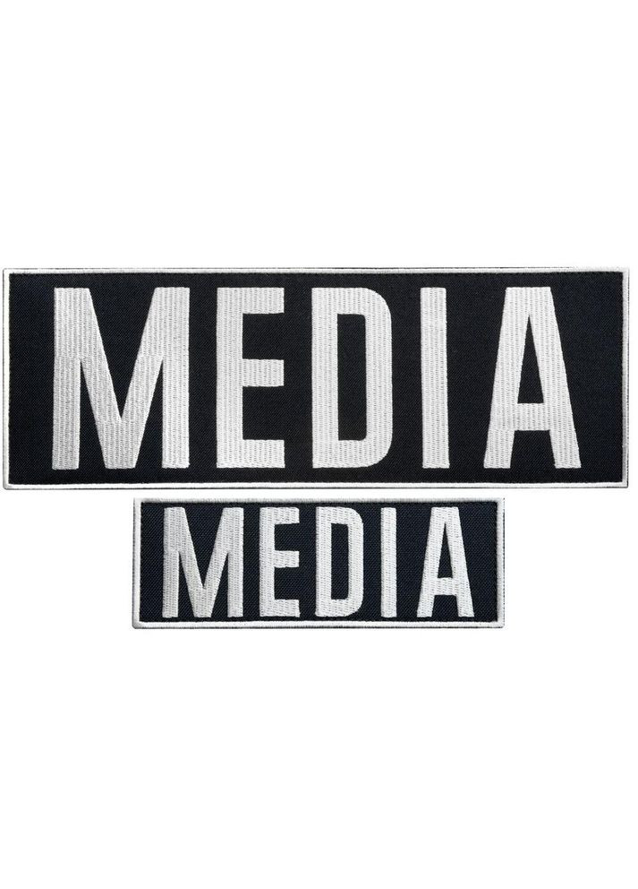 Набір шевронів 2 шт. з липучкою MEDIA 9х25 + 4,5х12,5 см чорний, для медіа, преси та журналістів IDEIA (280911879)