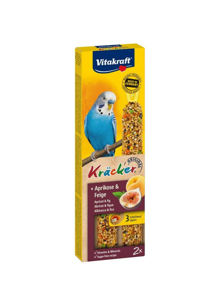 Лакомство для волнистых попугаев Kracker Original + Apricot & Fig абрикос и рис, 60г/2шт Vitakraft (293408116)