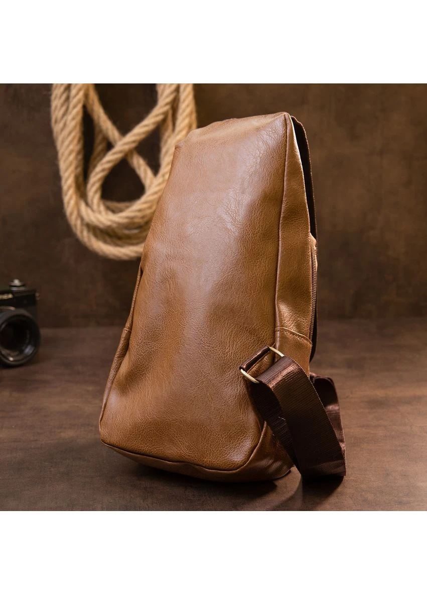 Сумка кросс боди с эмблемой из кожзама Рыжая 15,2х33х12 см Vintage (391808783)