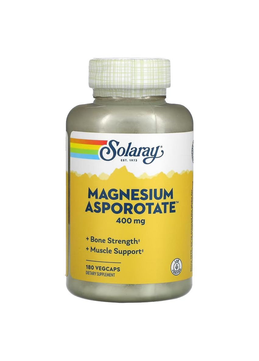 Аспартат Магния, Magnesium Asporotate,, 400 мг, 180 Капсул Solaray (326054488)