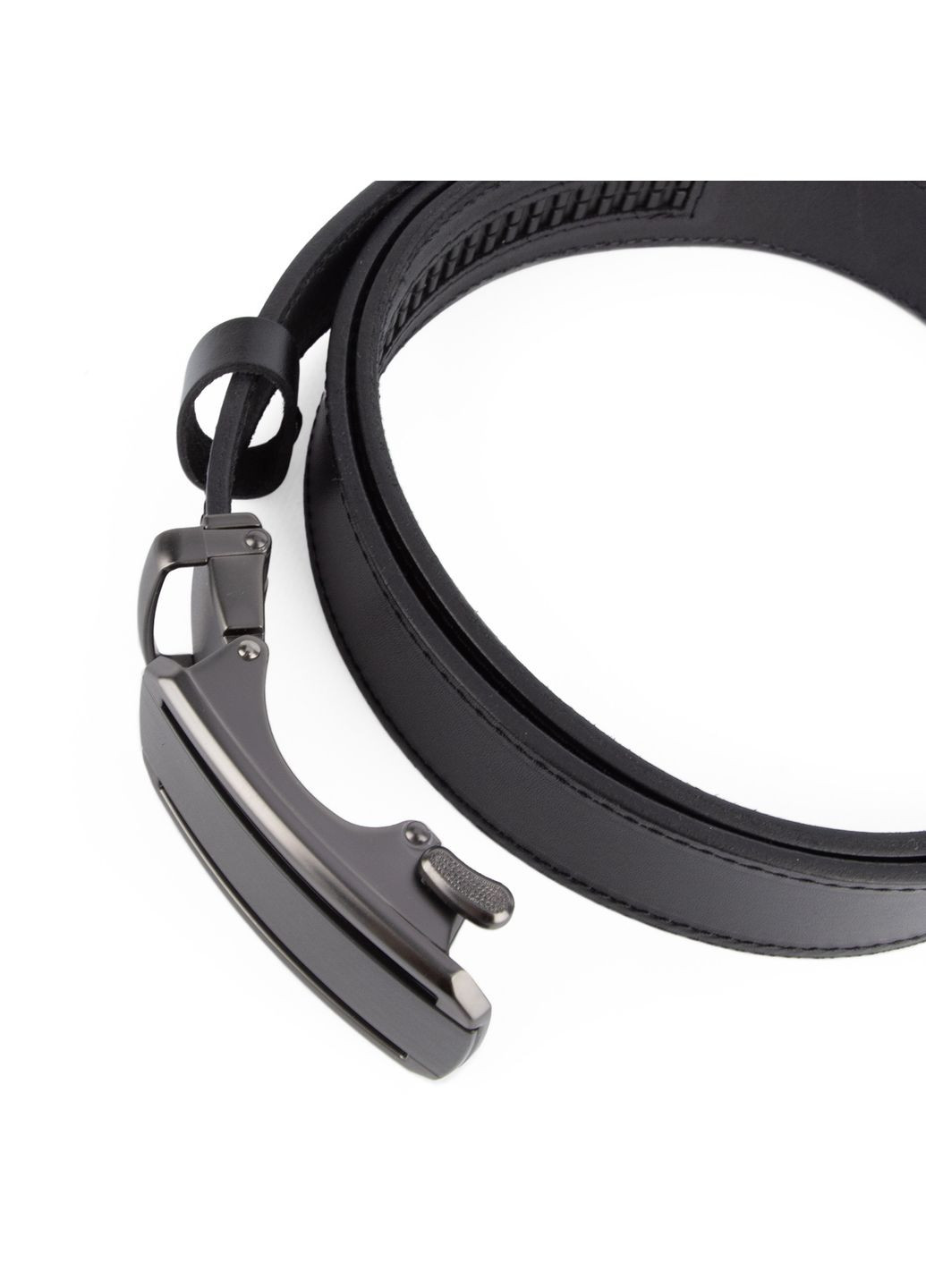 Ремень кожаный мужской черный на автомате SF-3421 XXL (145 см) батальный SFIP (344562098)