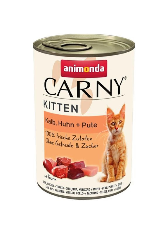 Carny Kitten Вологий Корм для Кошенят Телятина Курка та Індичка 400г Animonda (280901153)