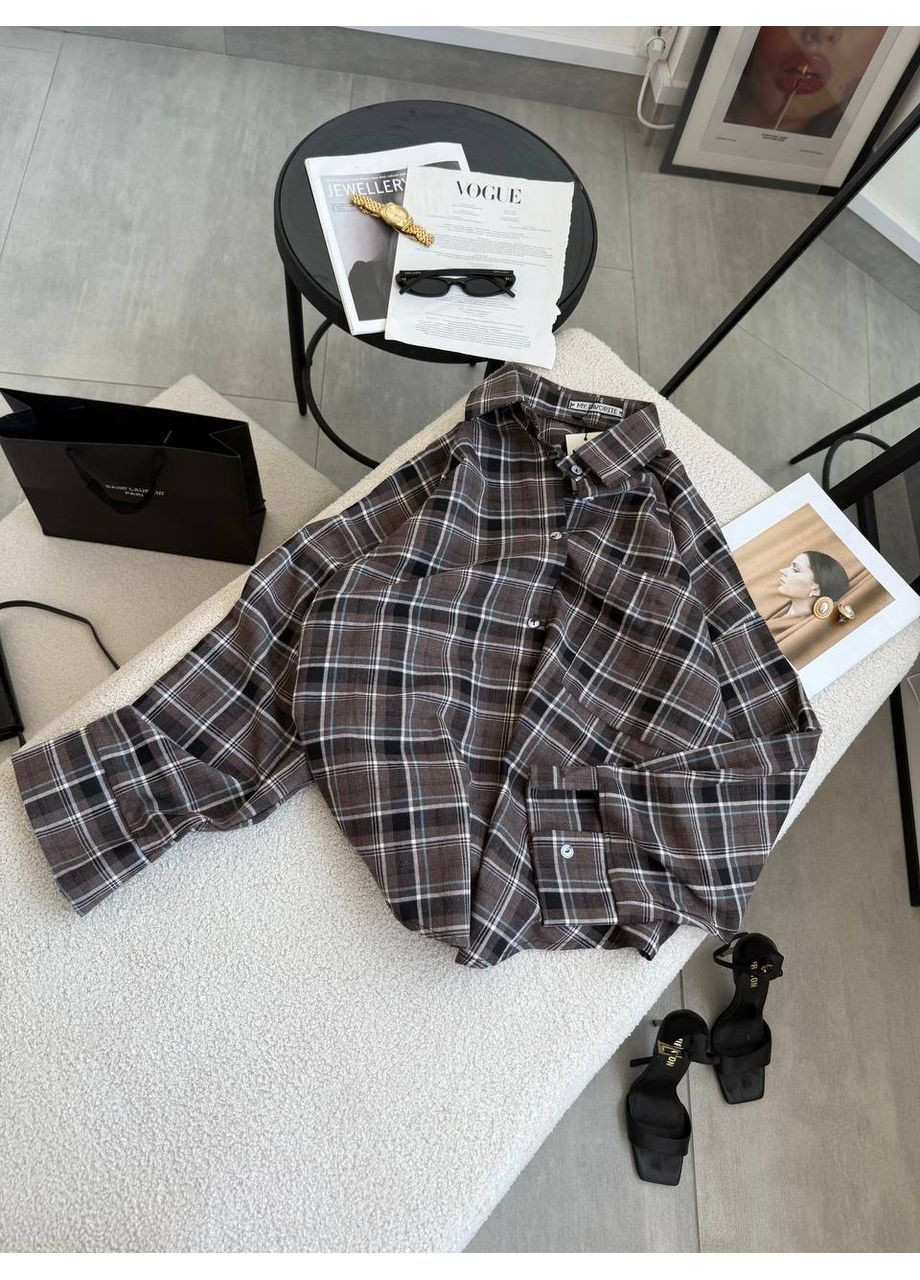 Янтарная спортивная, повседневный, кэжуал рубашка в клетку No Brand с длинным рукавом