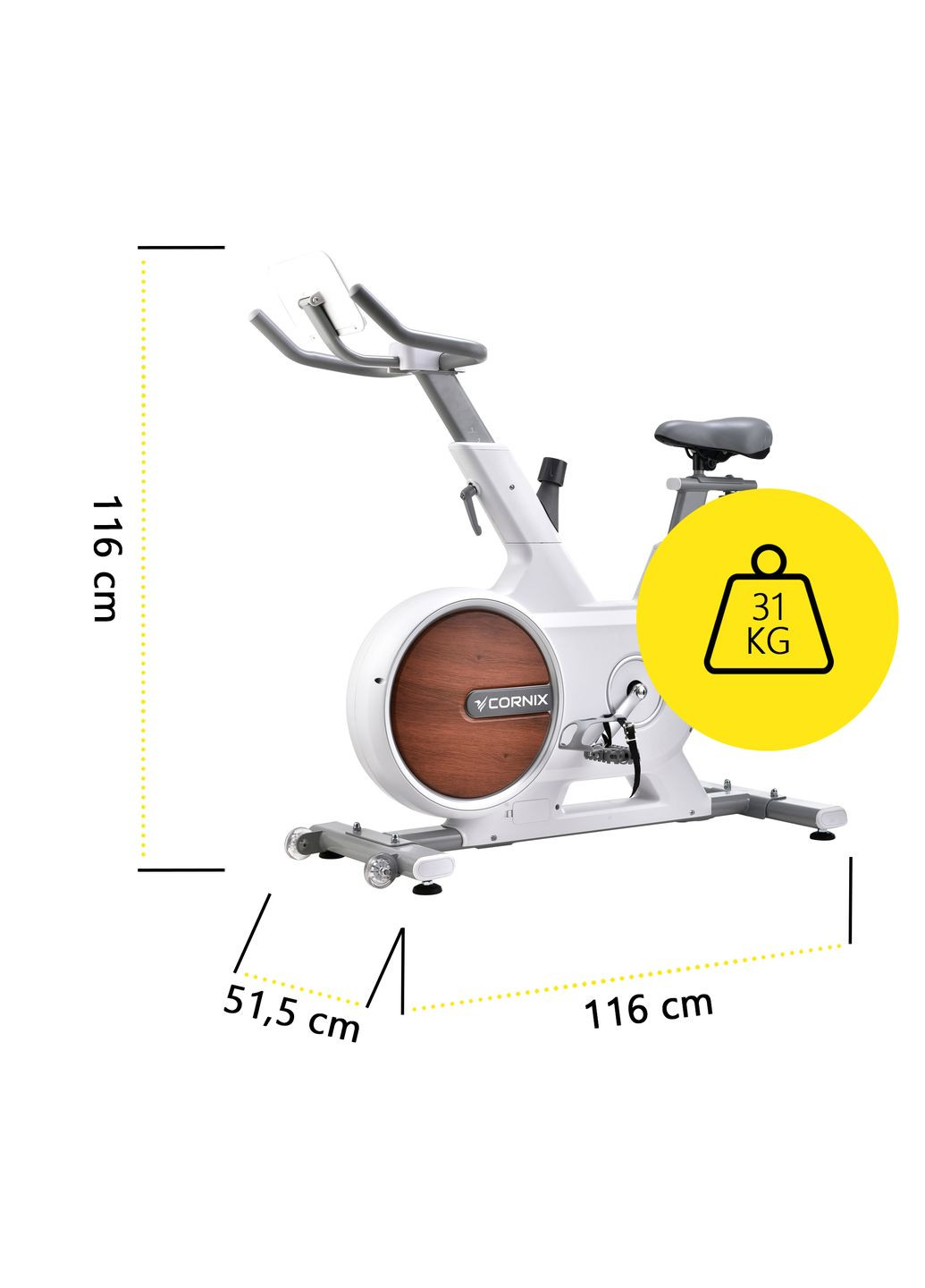 Велотренажер спиннинговый (спинбайк) Eliza White/Grey Cornix SB-ELIZA-WG (341529159)