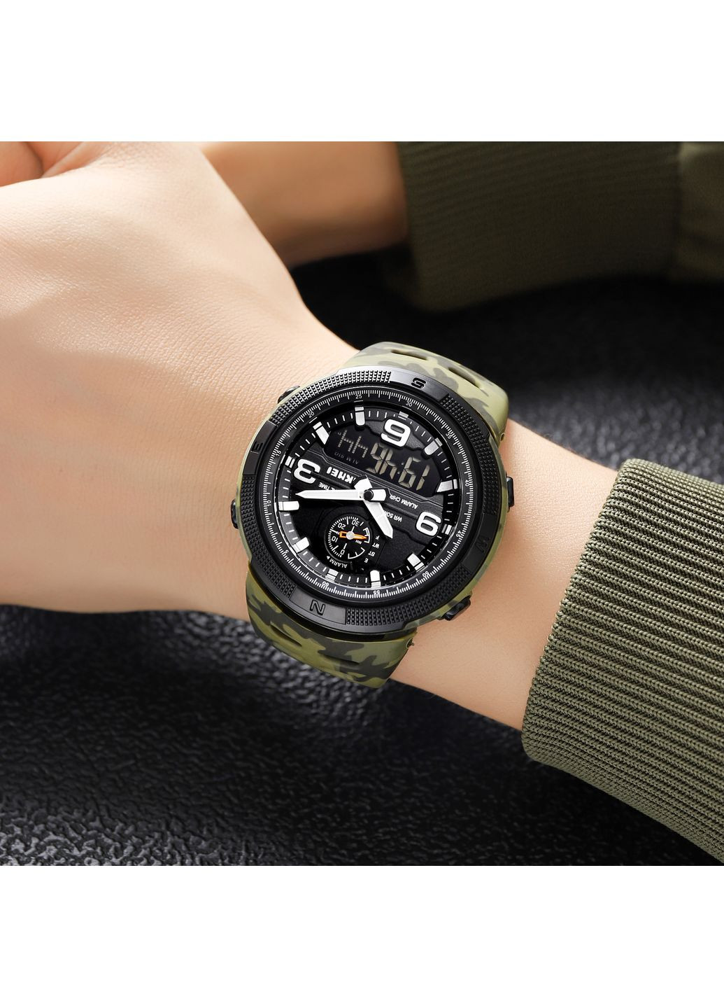 Годинники Camo Green-Black спортивні кварцові для чоловіків водонепроникні з будильником та секундоміром ProDobro (367267354)