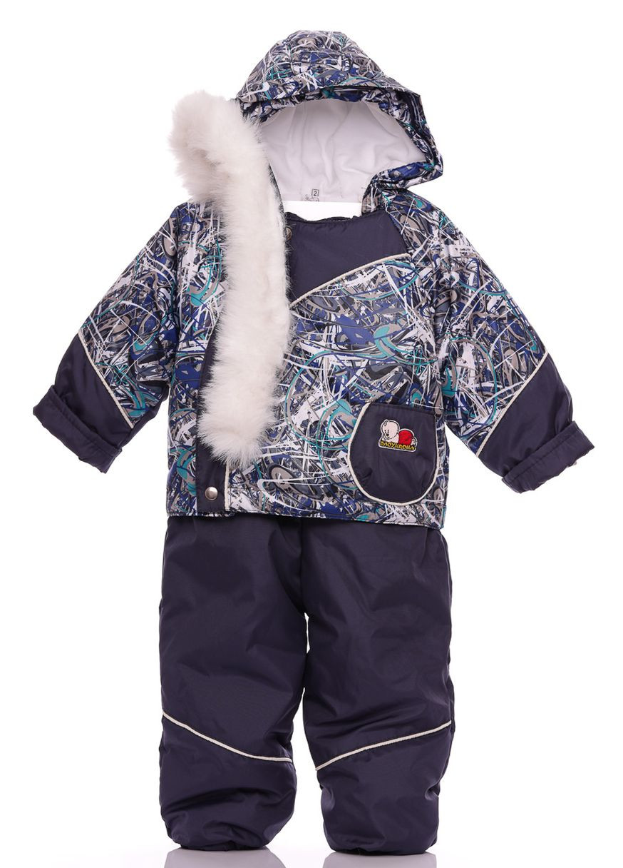 Синій зимній комбінезон для хлопчика на холофайбері кант синій 104 см (28694) BABYKROHA