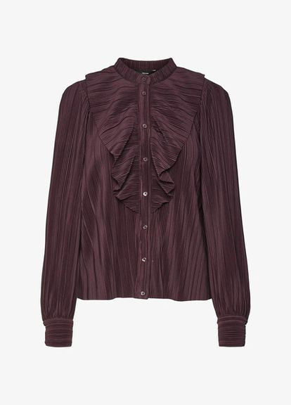 Темно-вишневая блуза Vero Moda VMAURORA LS FRILL SHIRT