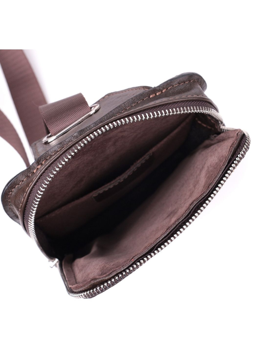 Чоловіча прямокутна сумка бананка з натуральної шкіри 15,5х20,5х3,5 см Grande Pelle (315872755)