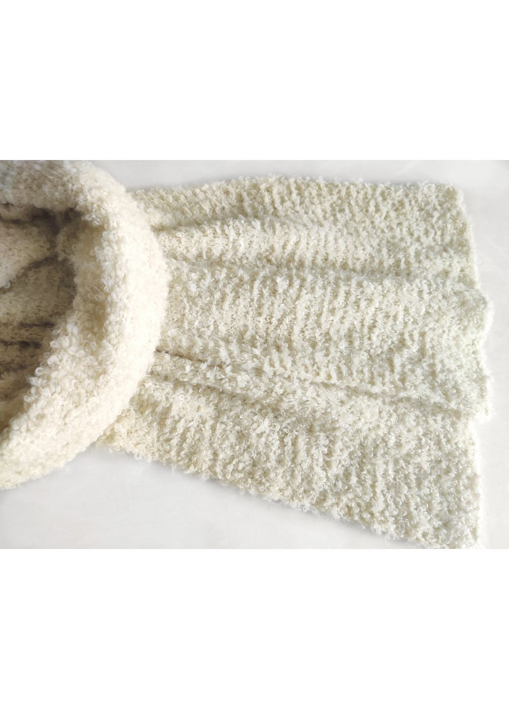 Вязаный шарф букле ручной работы из мериноса кремового цвета No Brand (369160601)