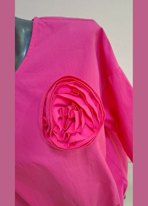 Комбінована блуза рожевий кольору з квіткою mkkc130-1 Modna KAZKA