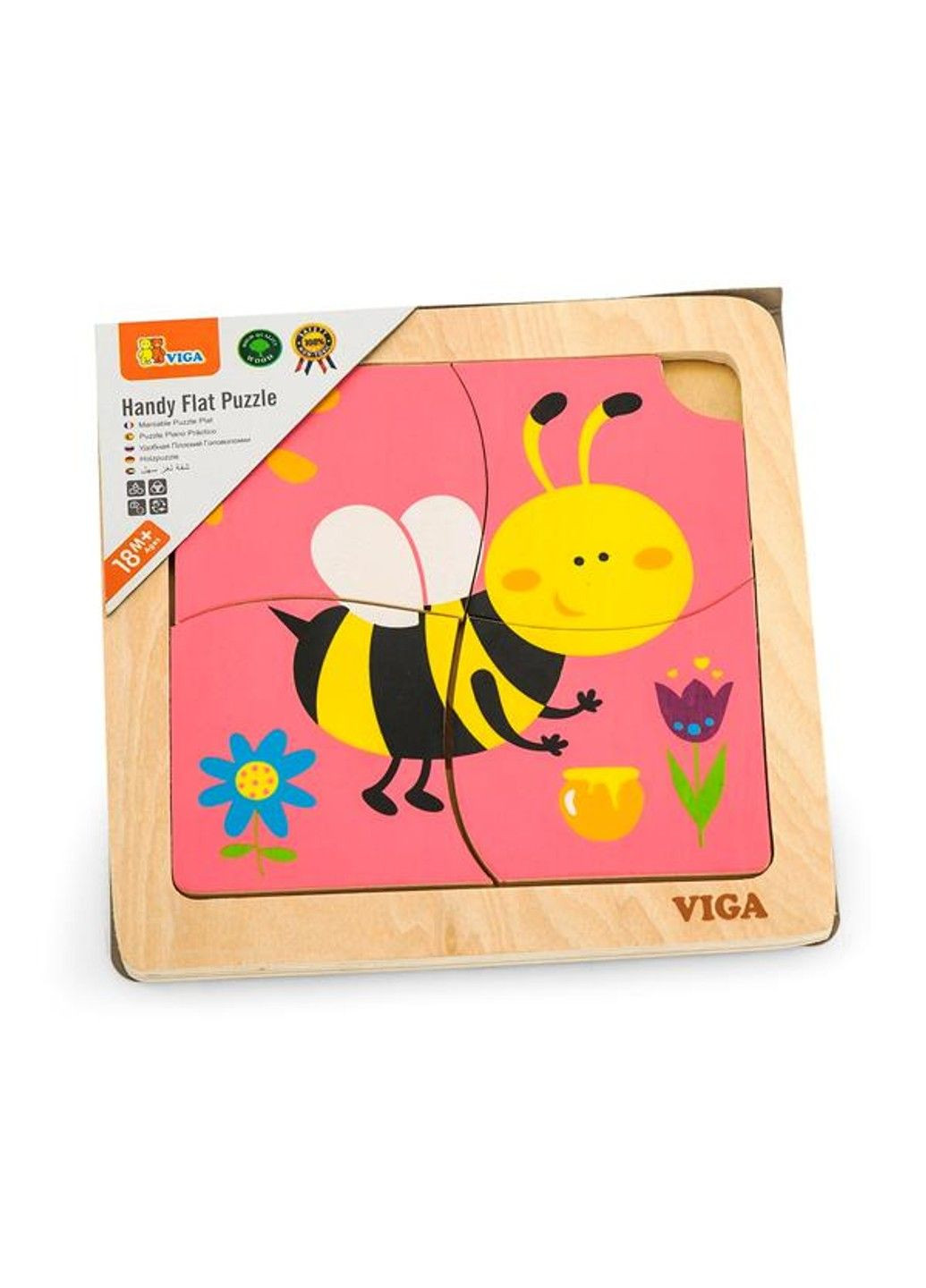 Деревянный мини-пазл Пчелка, 4 эл Viga Toys (339864526)