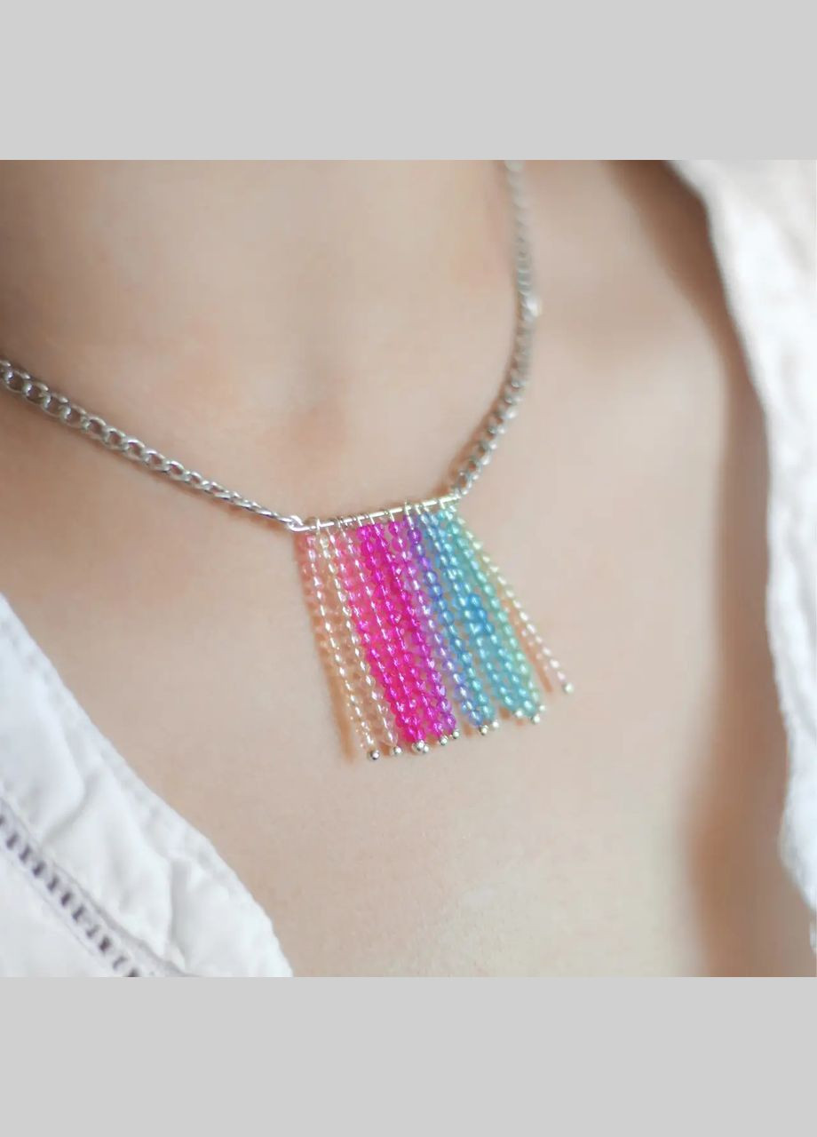 Кулон подвеска "Радуга" натуральный камень Шпинель d-2мм на цепочке L-41см фур-ра нержавеющая сталь Тогл No Brand підвіска (302254693)