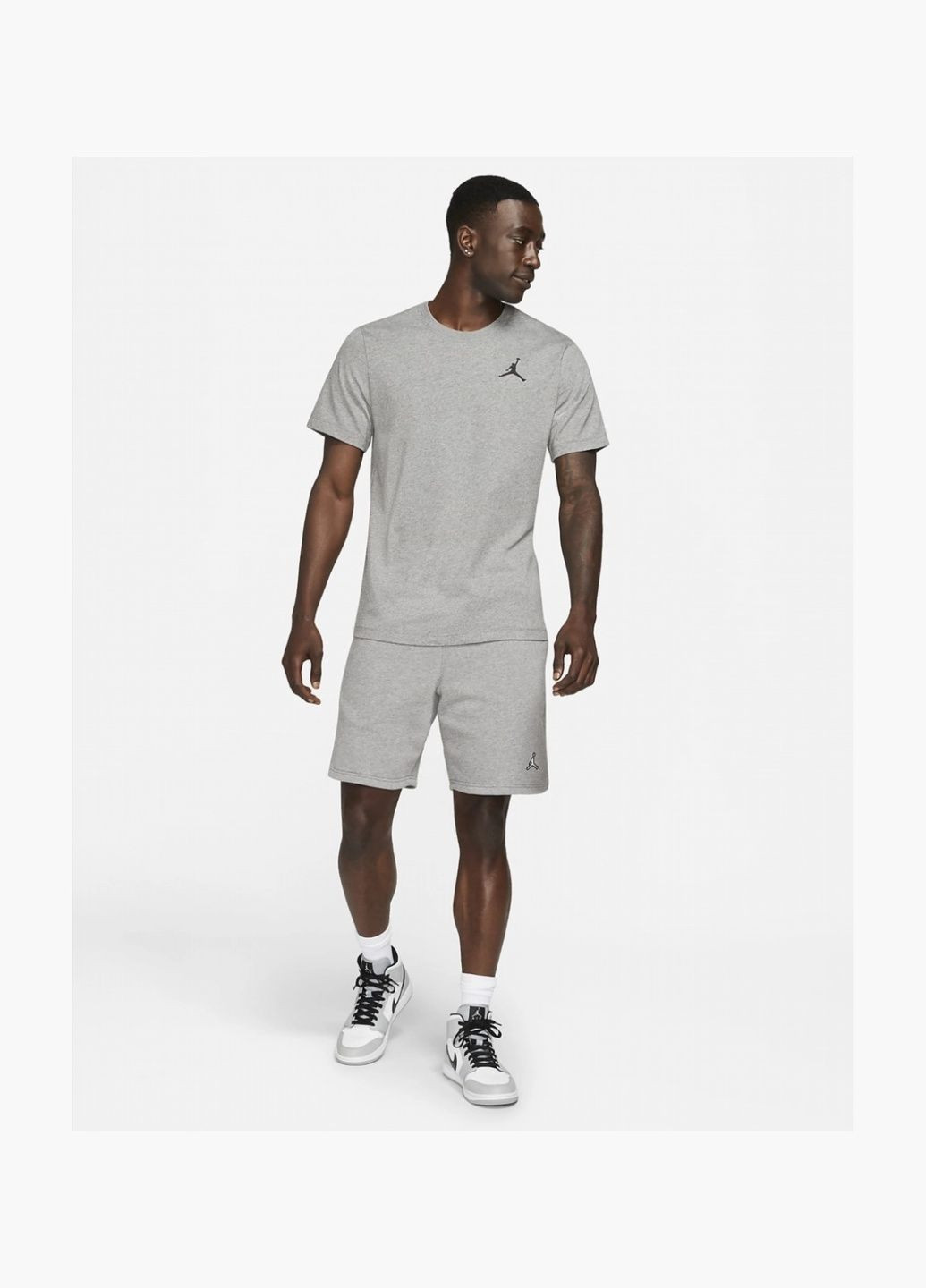 Серая мужская футболка m j jumpman emb ss crew grey dc7485-091 Air Jordan