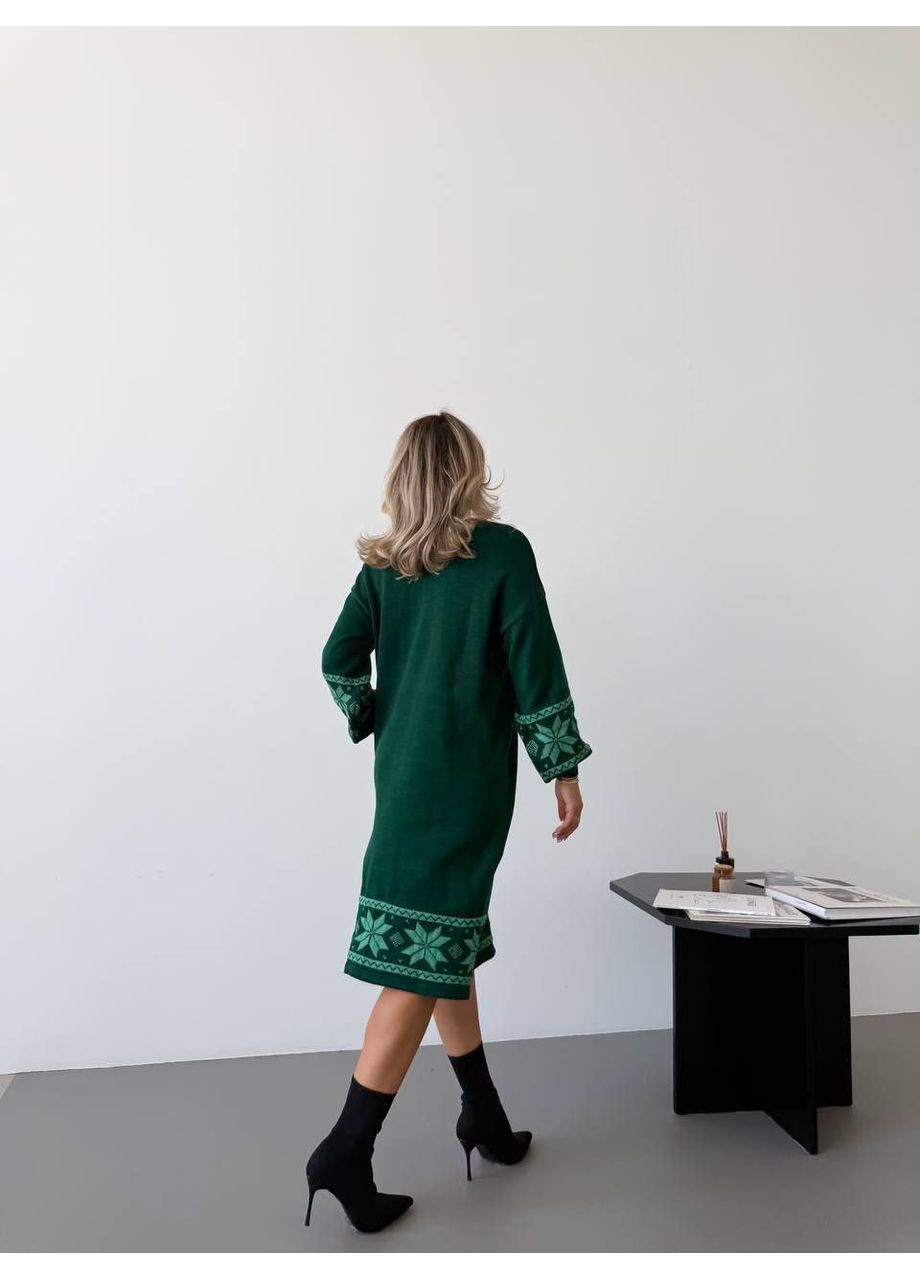 Смарагдова повсякденний сукня в'язана тепла  LeVi