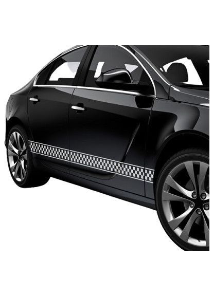 Наклейки полосы на бок авто 3D TUNING STUDIO Шахматы 1000х120х0.060мм=4штуки No Brand (362498254)