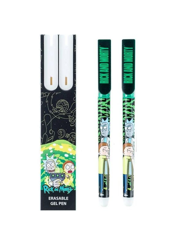 Ручка гелева пиши-стирай синя 0,5 мм, 2 шт у пеналі Rick and Morty RM24-069 Kite (322498953)