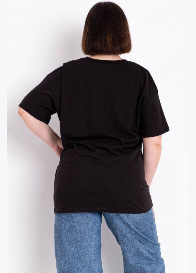 Футболка жіноча батальна чорного кольору з принтом Let's Shop - (337467673)