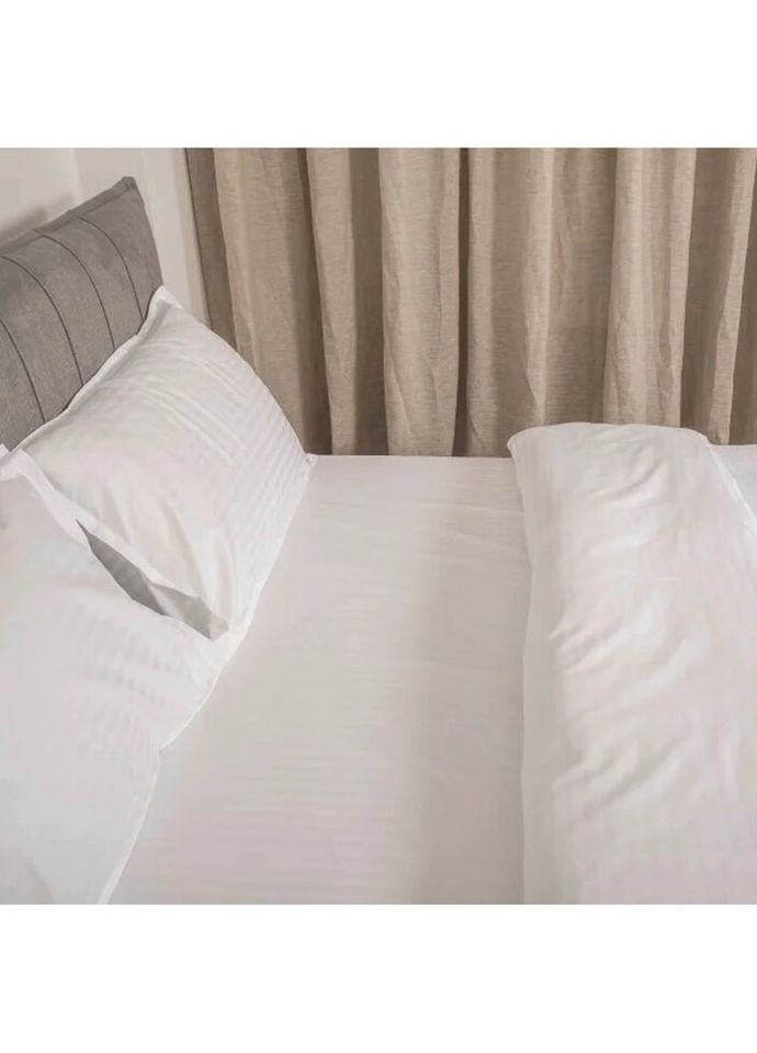 Постільна білизна сімейна Сатин Stripe White-S 210х143х2 см біла Tiare (336328189)