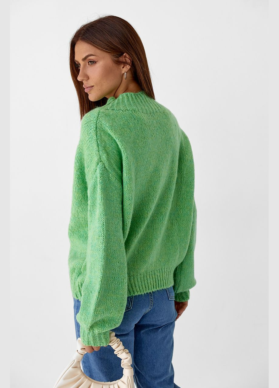 Салатовий зимовий светр жіночий однотонний вільного фасону 6700 Lurex