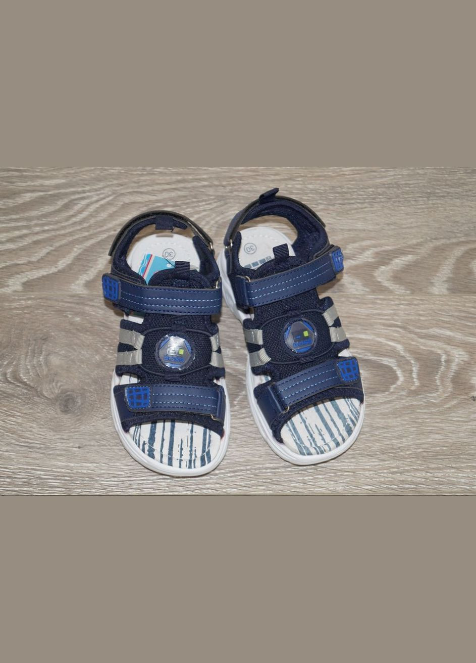Синие повседневные, кэжуал сандалии для мальчика синие BBT на липучке