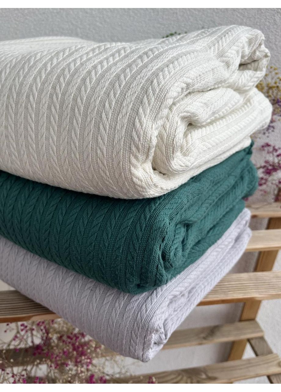 Покрывало Косичка хлопковое цвет светлобежевый 120х200 см ZEINTEX (315346913)