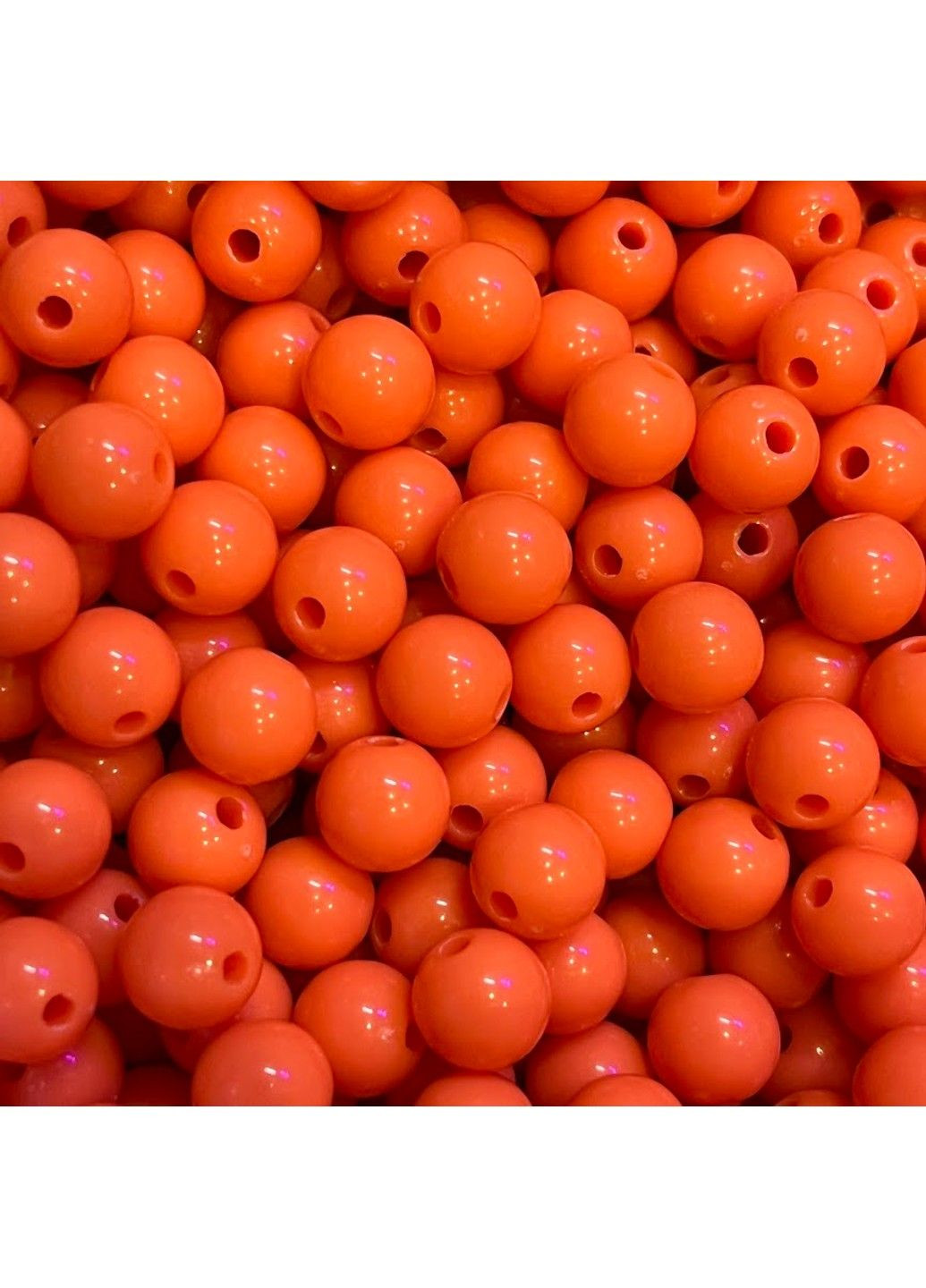 Бусины (пластиковые, круглые) Ø8 мм, цвет-оранжевый, упаковка ≈20 грамм (~72-76 ш) No Brand (322247452)