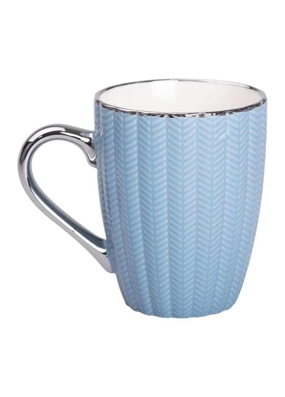 Чашка керамическая 400 (мл) с серебристым ободком и ручкой Голубая Liling Rongxiang Ceramic (360454841)