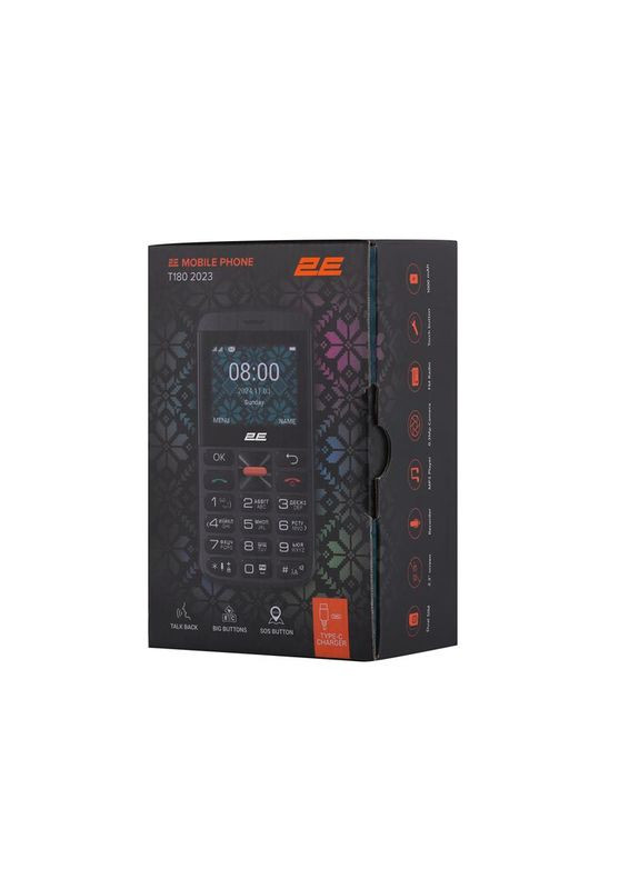 Мобiльний телефон T180 Max Dual Sim Black (688130251051) 2E (370618137)
