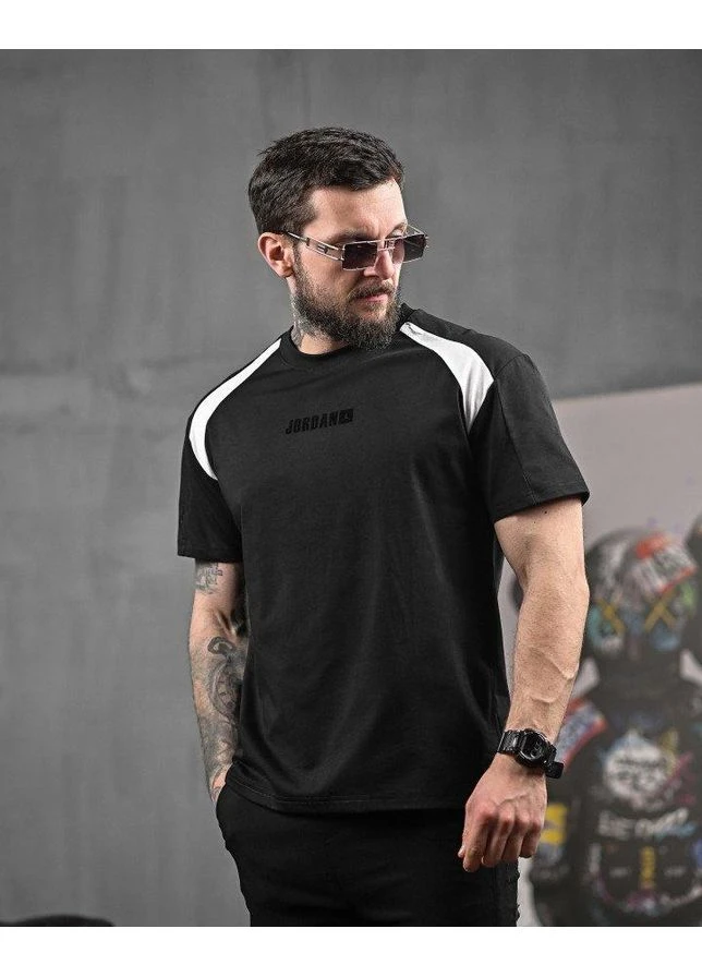 Черная футболка мужская jordan dry-fit черная, шлифованный кулир, свободный крой No Brand