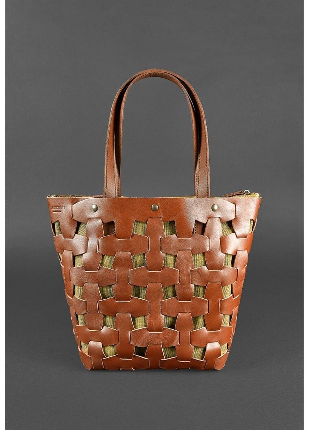 Плетеная сумка из натуральной кожи Пазл L синяя Crazy Horse - BN-BAG-33-NN BlankNote (293056349)