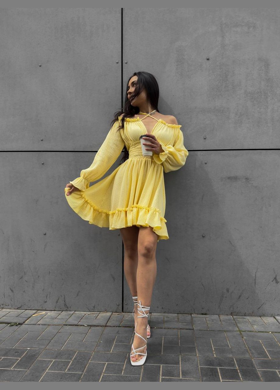 Желтое кэжуал платье N.Family однотонное