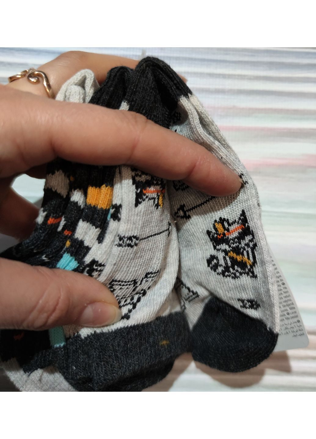 Серые детские носки для мальчика 25-27 черный, серый, с енотами Cool Club полоска всесезон (370710175)