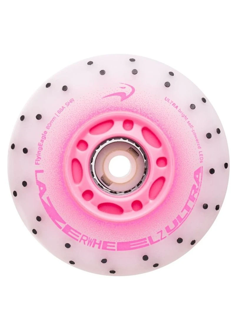 Светящиеся колеса для роликов Lazerwheelz Ultra+Sparks 88A 4 шт розовые (80 мм) Flying Eagle (395327064)