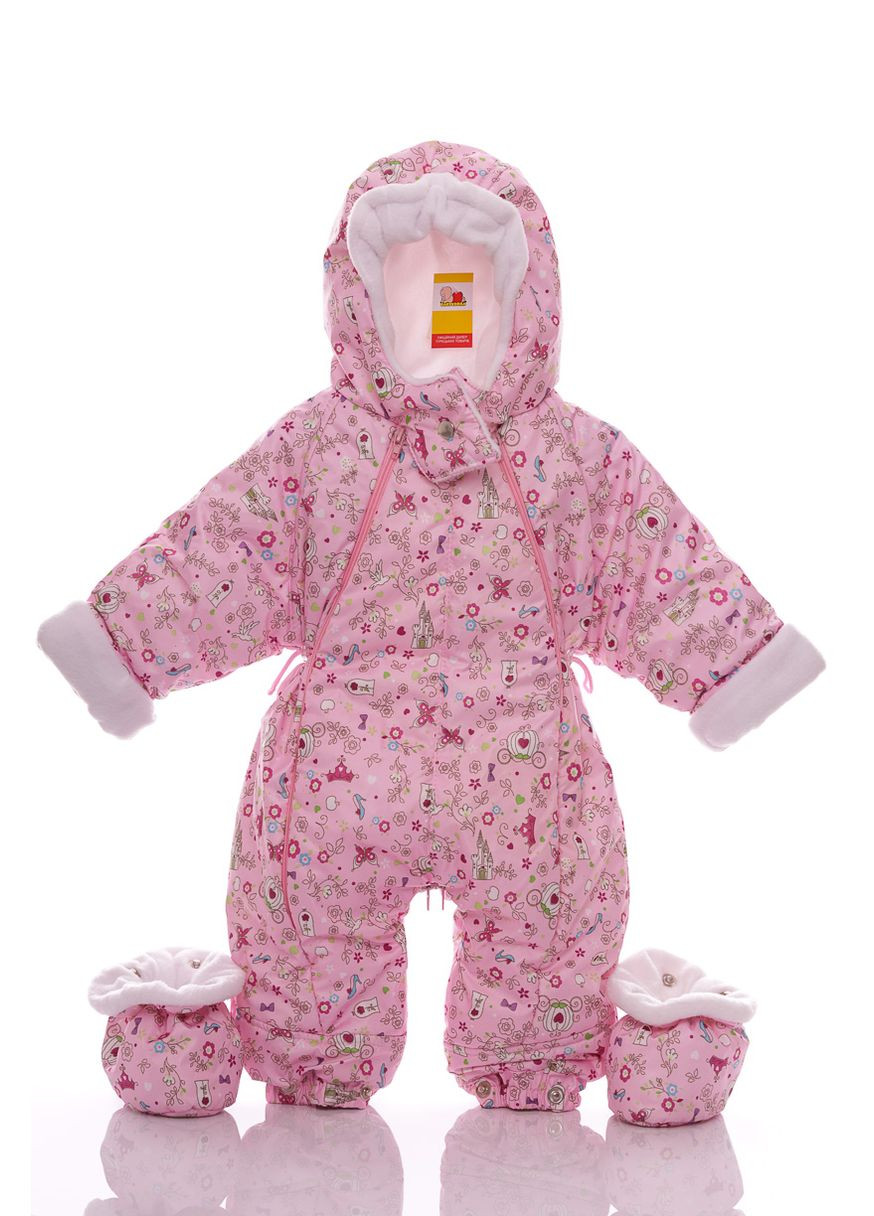 Комбинезон Трансформер для девочки на флисе с принцессой розовый 86 см (27963) BABYKROHA (297198018)