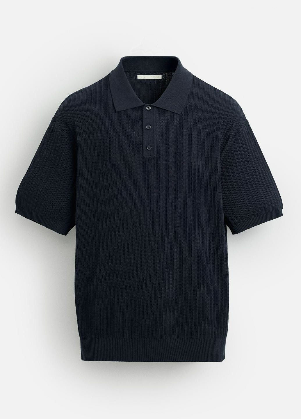 Темно-синяя футболка-поло для мужчин Zara однотонная
