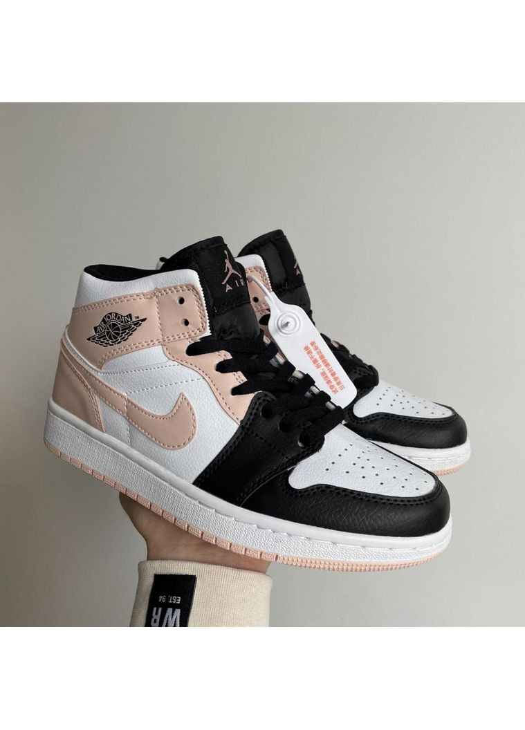 Рожеві Осінні кросівки чоловічі nike air jordan 1 retro high black white pink найк аір джордан No Brand