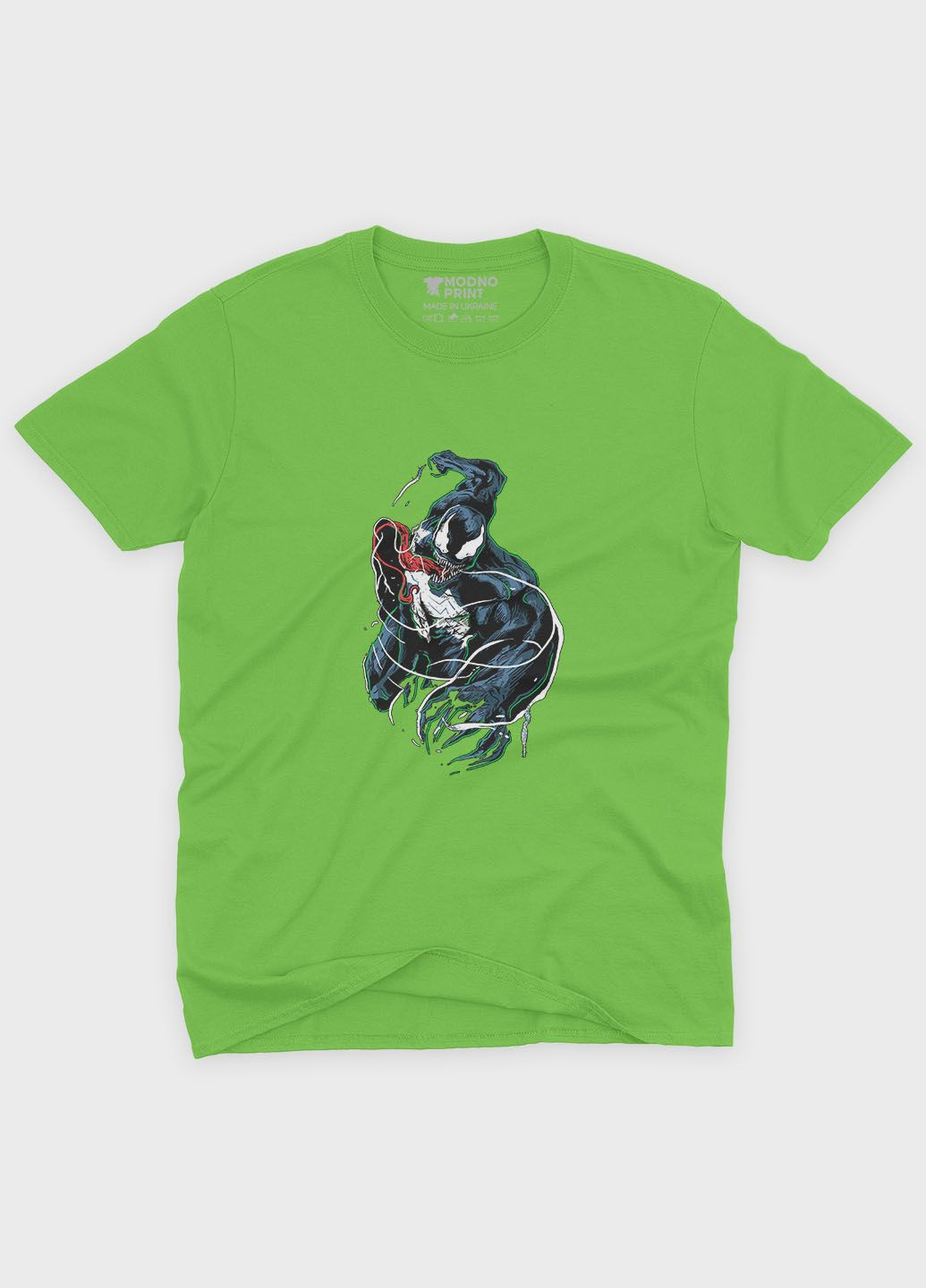 Салатовая демисезонная футболка для мальчика с принтом супервора - веном (ts001-1-kiw-006-013-005-b) Modno